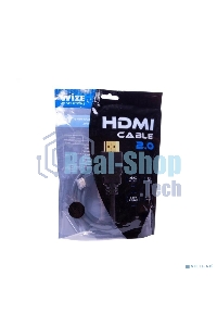 Кабель HDMI CP-HM-HM-1.8M Wize, 1.8 м, v.2.0, K-Lock, soft cable, 19M/19M, позол.разъемы, экран, темно-серый, пакет
