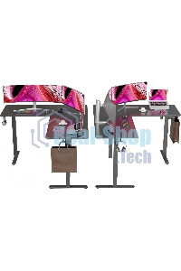 Стол компьютерный Cactus угловой подъемный столешница МДФ черный каркас черный 1600х1400х720х1180 мм (CS-EDXL-BBK)