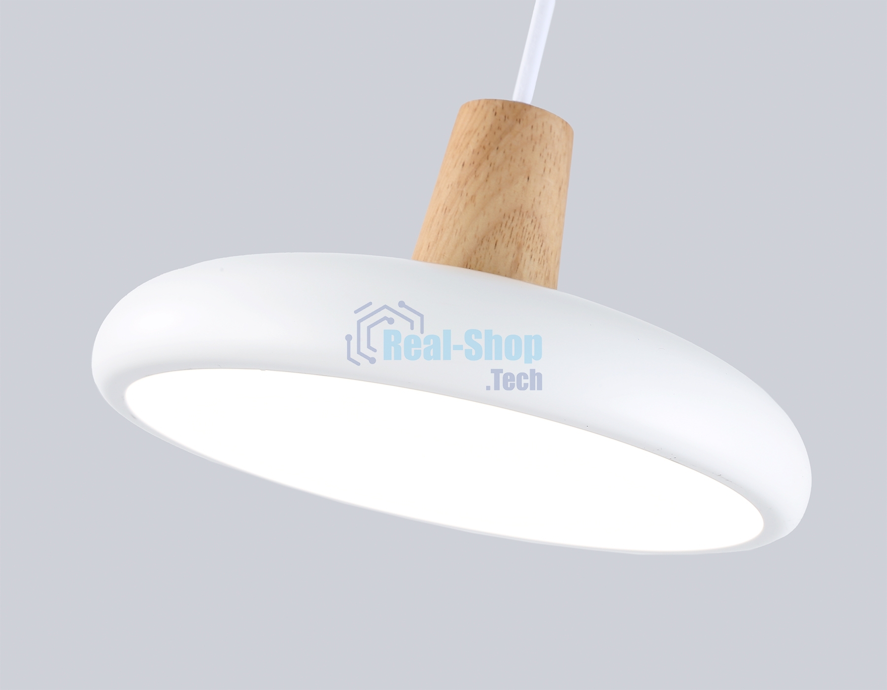 Светильник Ambrella light FL4838 WH/WD белый/дерево 24W 3000-6000K D200*800 (без ПДУ)