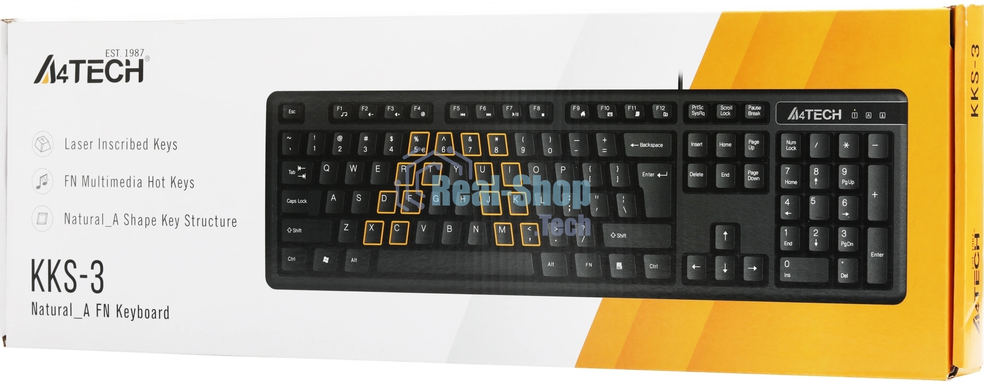 Клавиатура проводная A4Tech KKS-3, USB, черный