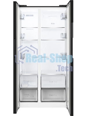 Холодильник Weissgauff WSBS 550 Built-in NoFrost Inverter черный двухкамерный 325/190л морозилка сбоку, No Frost, Side by Side