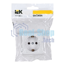 Розетка Iek ERO11-K01-16-DC РС20-3-ОБ 1местн. c з/к 16А откр.уст. ОКТАВА (белый)