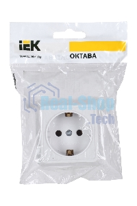 Розетка Iek ERO11-K01-16-DC РС20-3-ОБ 1местн. c з/к 16А откр.уст. ОКТАВА (белый)