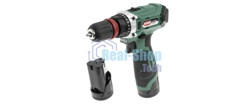 Дрель-шуруповерт аккумуляторная Haммer ACD122QC, Аккумуляторная, 12В, 2 АКБ, Кейс