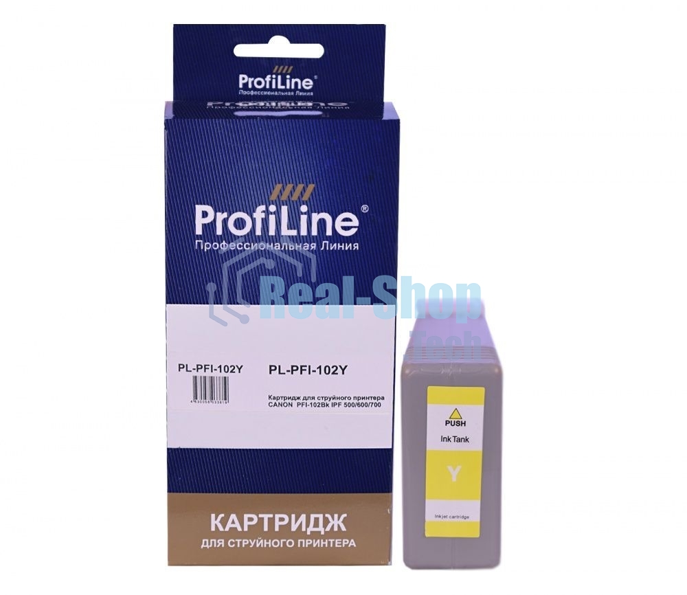 Картридж струйный ProfiLine PL-PFI-102Y для принтеров Canon IPF510/IPF605/IPF610/IPF650/IPF655/IPF710/IPF750/IPF755/IPF760/IPF765 с чернилами Yellow