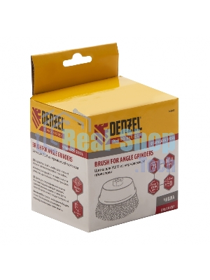Щетка для УШМ Denzel 75 мм, М14, чашка, витая нержавеющая проволока 0,3 мм