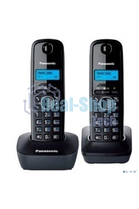 Телефон беспроводной (DECT) Panasonic KX-TG1612RUH (серый) Доп трубка в комплекте,АОН, Caller ID,12 мелодий звонка,поиск трубки