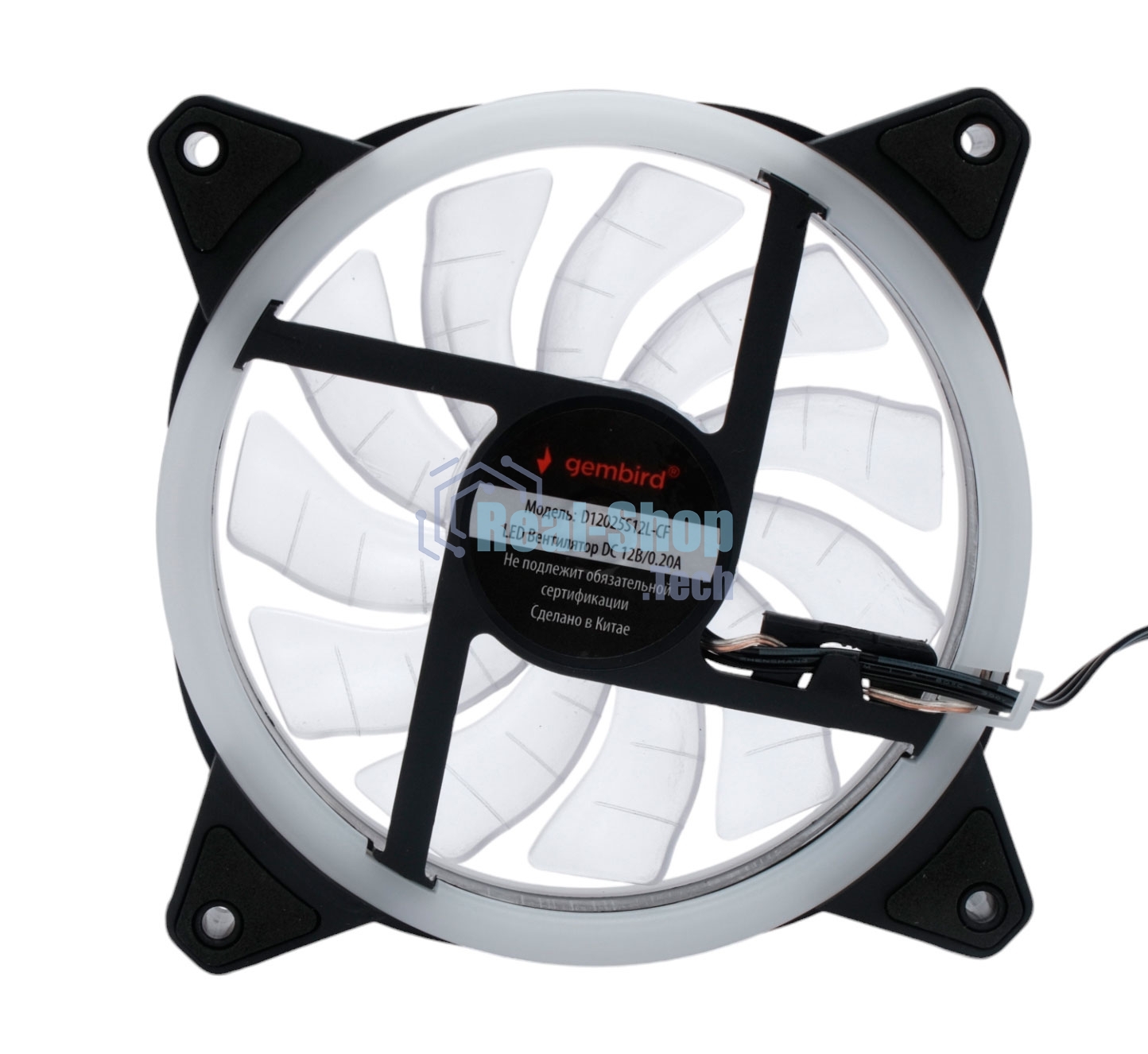 Вентилятор для корпуса Gembird D12025S12L-CF черный, 120 мм, 1200 об/мин, 20.5 дБ, 3 pin