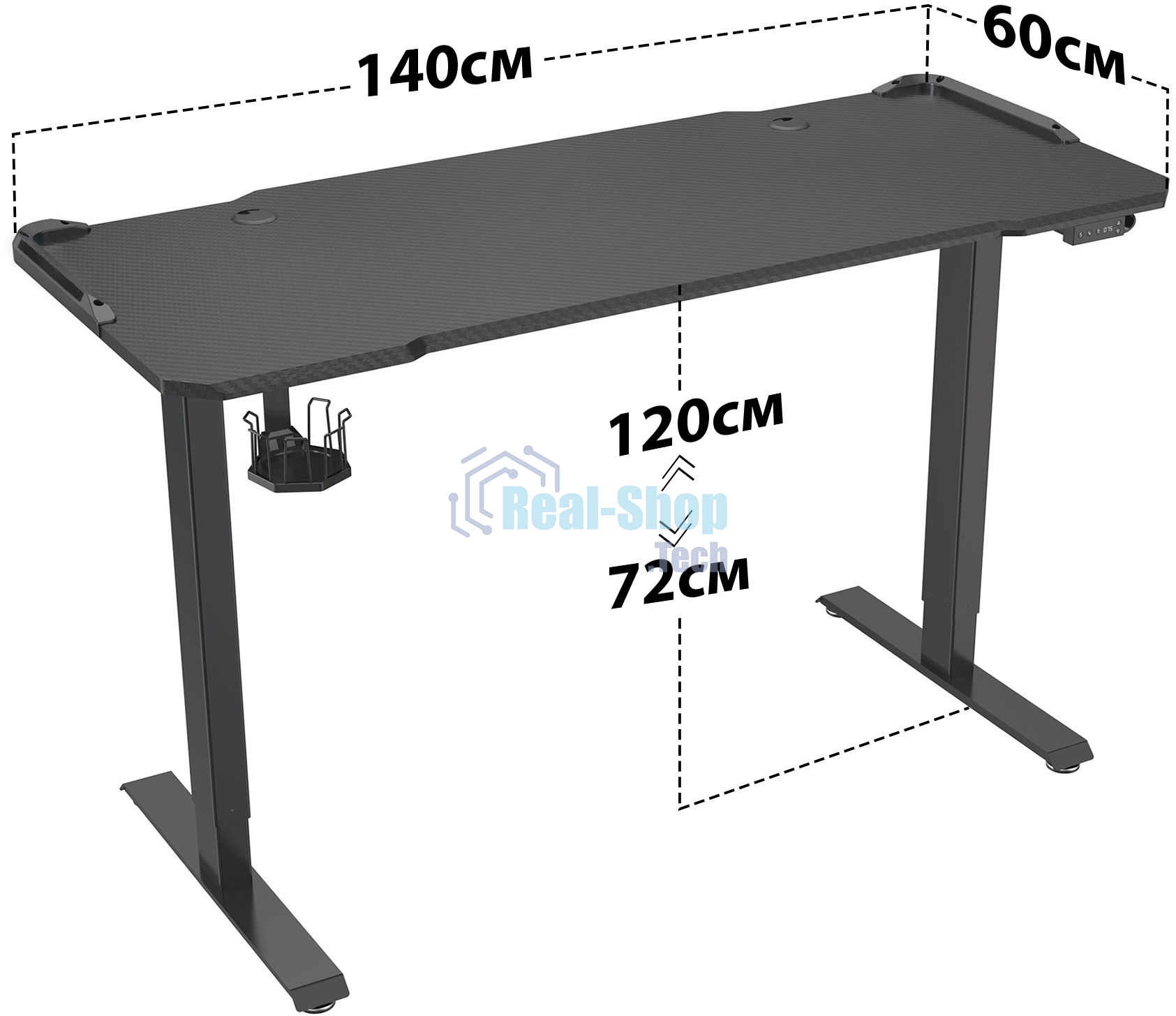 Стол игровой Cactus CS-EDL-GbK столешница МДФ черный, каркас черный