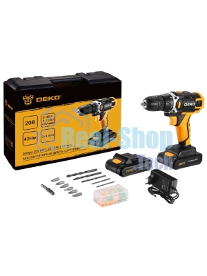 Дрель-шуруповерт Deko Banger 20V ONE+, 20 В, 1,5 Ач, 42 Нм, щеточный
