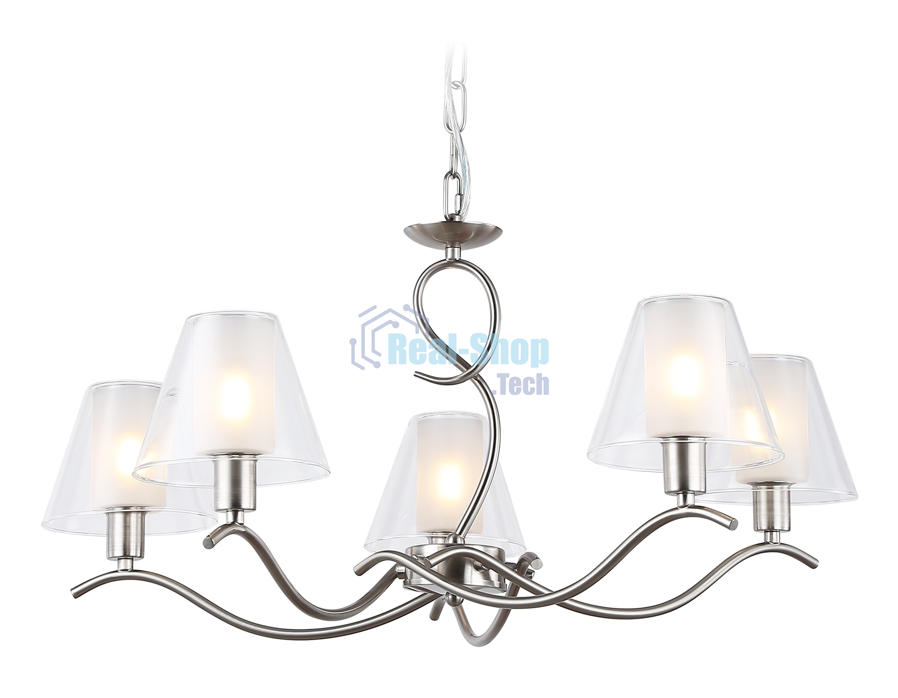 Люстра Ambrella light LH57081/5 SN/FR никель/белый матовый E14/5 max 40W D690*790