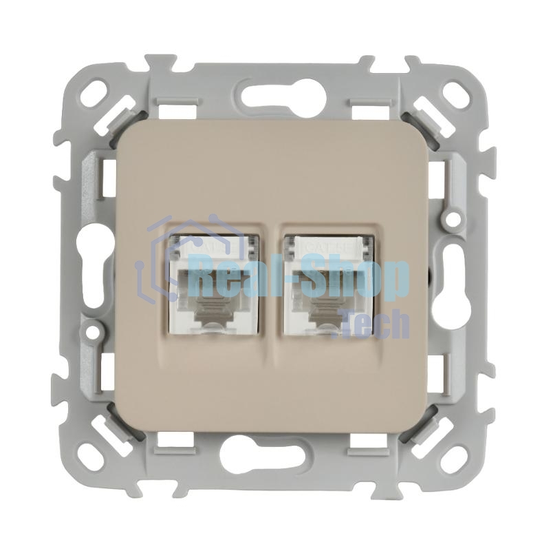 Розетка 2-местная компьютерная RJ45 категория 5Е UTP РК5е-2-0-ФлЛ льняной FLITE
