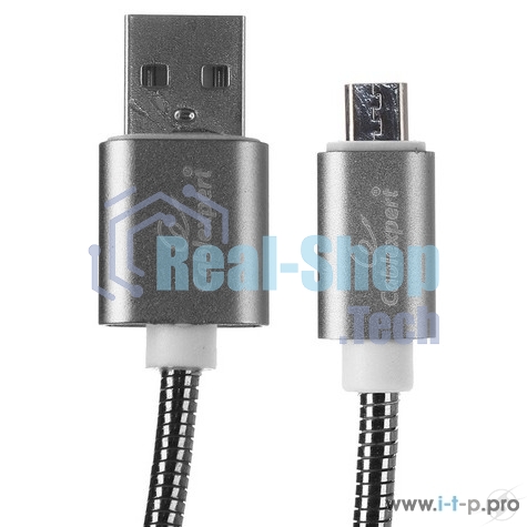 Кабель USB2.0 Cablexpert CC-G-mUSB02Gy-0.5M, AM/microB, серия Gold, длина 0.5м, титан, блистер
