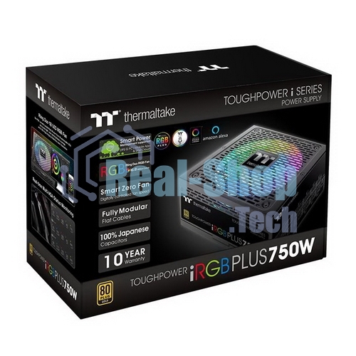 Блок питания Thermaltake Toughpower iRGb PLUS 750W RTL (PS-TPI-0750F3FDGE-1), 750Вт, 80 PLUS Gold, 140мм, модульный, черный