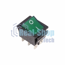 Выключатель клавишный Rexant 250V 15А (6с) ON-ON зеленый с подсветкой