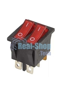 Выключатель клавишный Rexant 250V 15А (6с) ON-OFF красный с подсветкой двойной