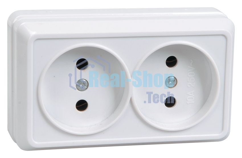 Розетка Iek ERO20-K01-10-DC РС22-2-ОБ 2местн. без з/к 10А откр.уст. ОКТАВА (белый)