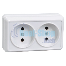 Розетка Iek ERO20-K01-10-DC РС22-2-ОБ 2местн. без з/к 10А откр.уст. ОКТАВА (белый)