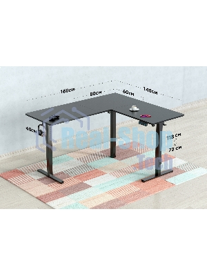 Стол компьютерный Cactus угловой подъемный столешница МДФ черный каркас черный 1600х1400х720х1180 мм (CS-EDXL-BBK)