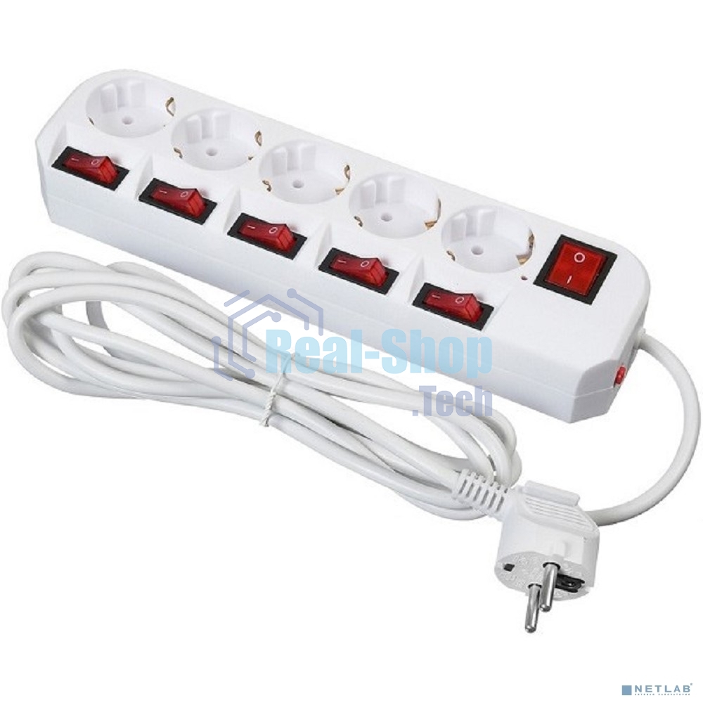 Сетевой фильтр Buro 500SH-3-SW-W 3 м (5 розеток) белый (коробка)