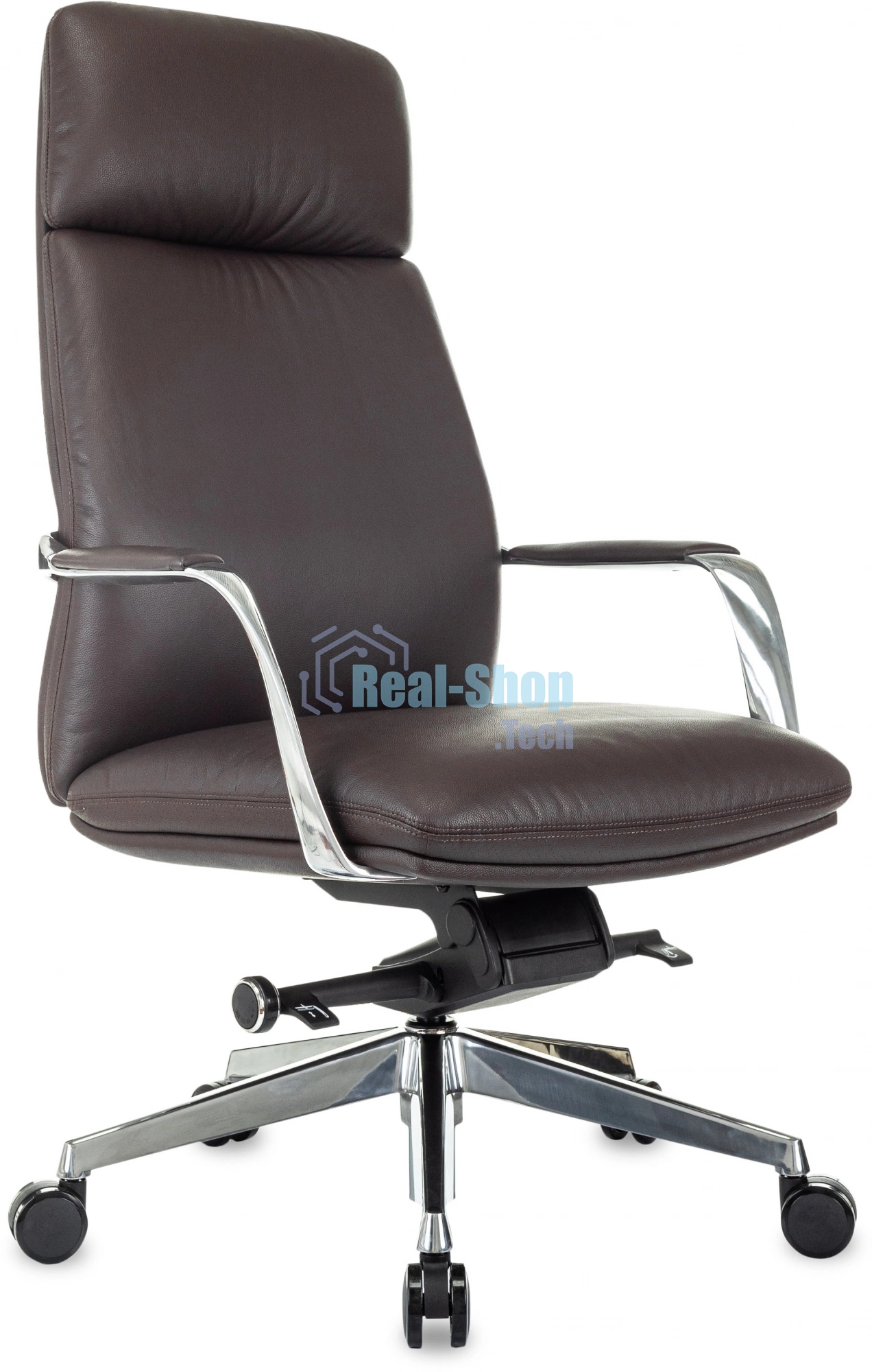 Кресло руководителя Бюрократ VEGA коричневый, кожа, крестов. алюминий