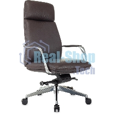 Кресло руководителя Бюрократ VEGA коричневый, кожа, крестов. алюминий