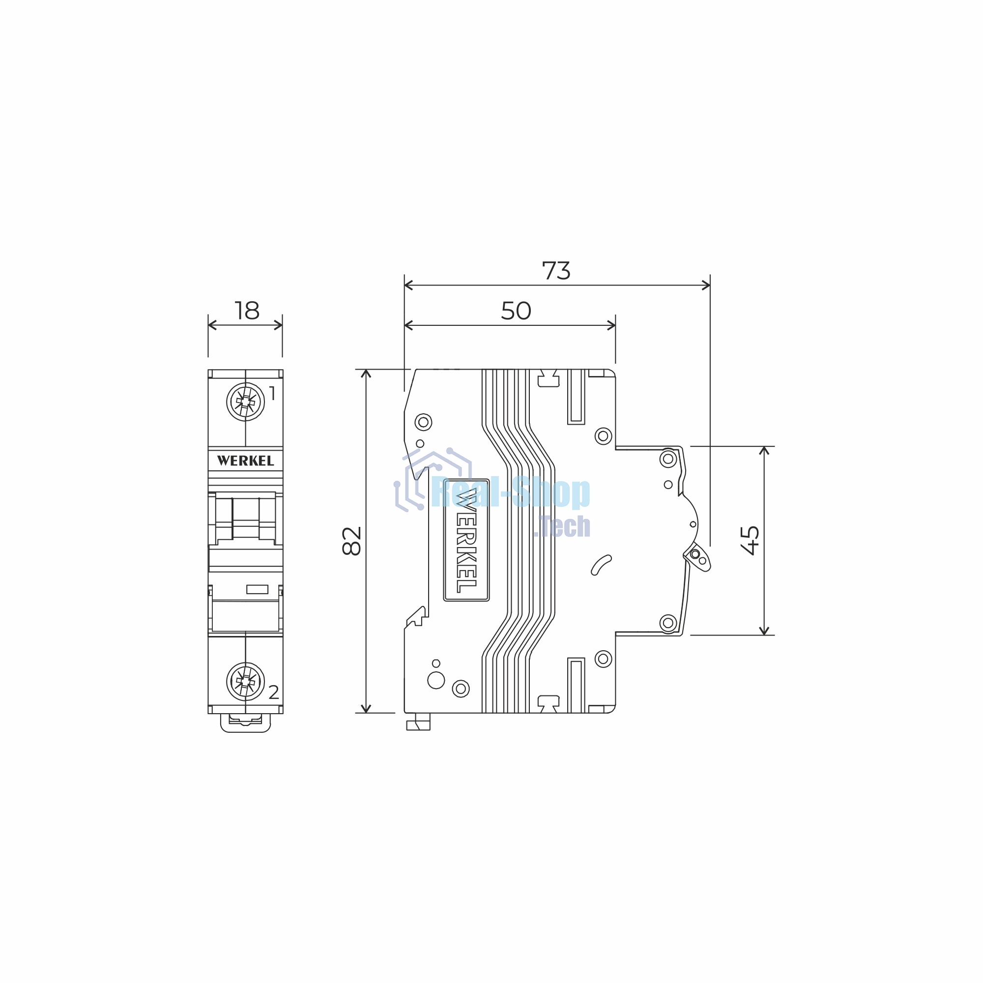 Автоматический выключатель Werkel 1P 16A C 4,5 кА W901P164