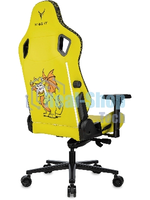 Кресло Knight Craft Dragon желтый, экокожа, 120 кг, механизм качания