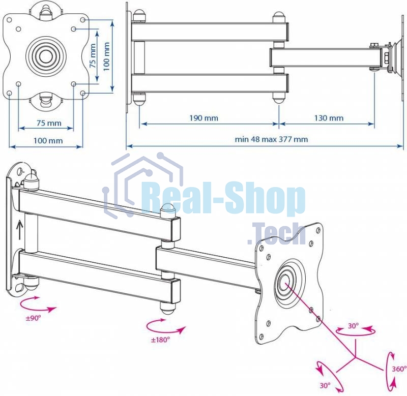 Кронштейн для телевизора Kromax DIX-15 черный 15