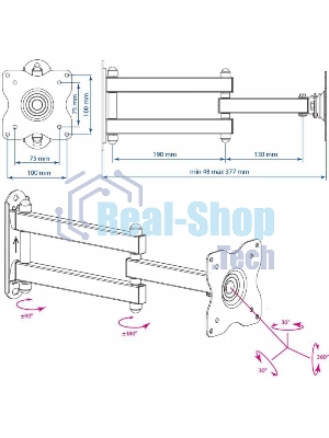 Кронштейн для телевизора Kromax DIX-15 черный 15