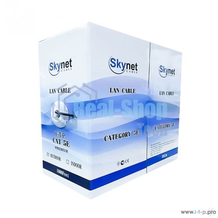 Кабель SkyNet FTP indoor, медный, FLUKE TEST, кат.5e, однож., 305 м, box, серый CSL-FTP-4-CU