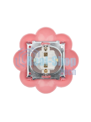 Розетка одноместная Kranz HAPPY Цветок скрытой установки, с заземлением и защитными шторками, белая/розовая