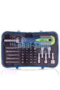 Отвертка реверсивная Сибртех с набором бит и торцевыми головками 35 шт., CrV