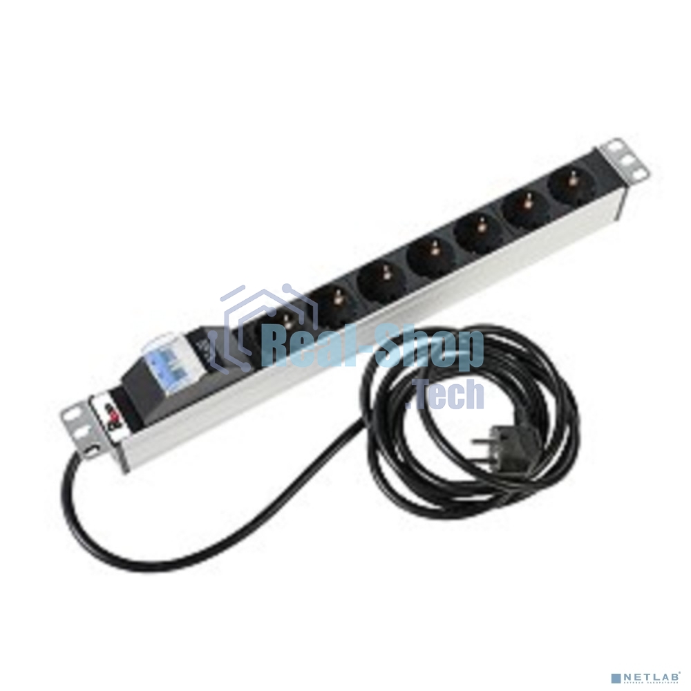 Блок розеток Rem-16 с авт. 16А, 7 Shuko, алюм., 19