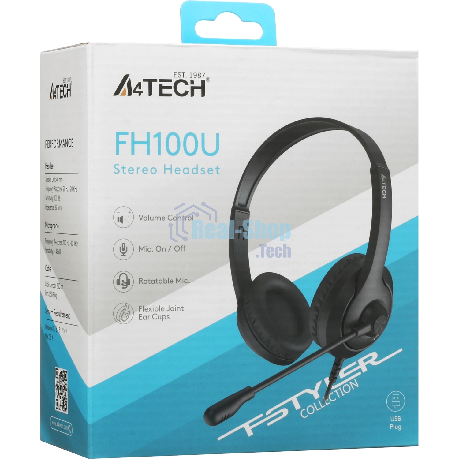 Гарнитура A4Tech Fstyler FH100U чёрный, проводная
