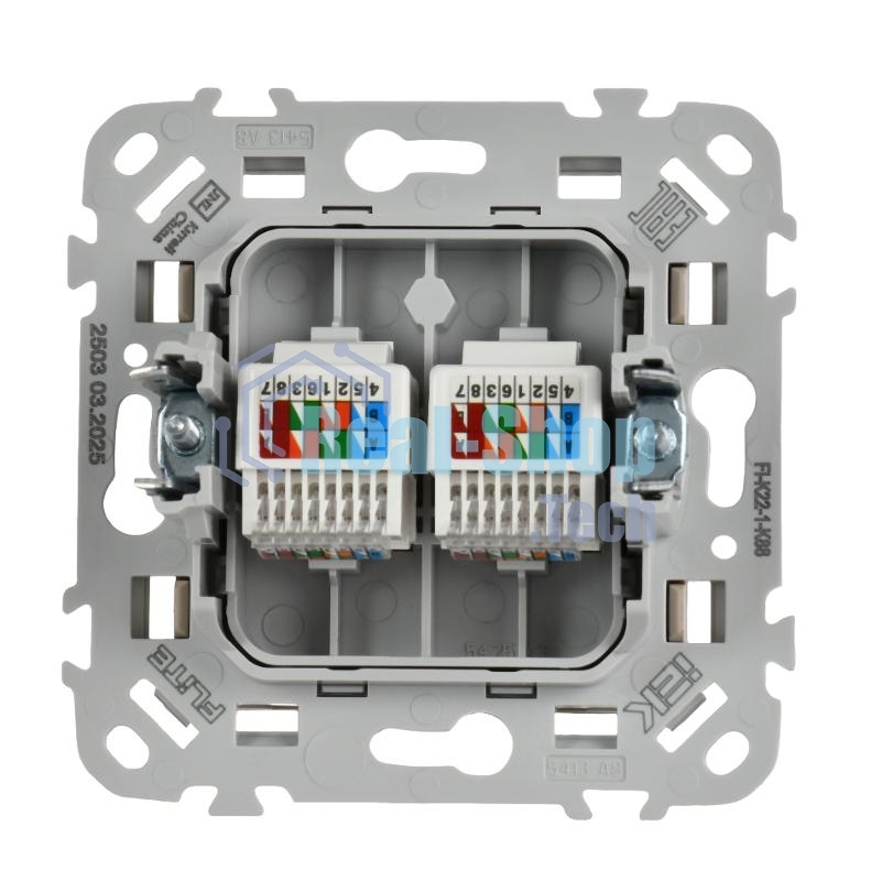 Розетка 2-местная компьютерная RJ45 категория 5Е UTP РК5е-2-0-ФлЛ льняной FLITE