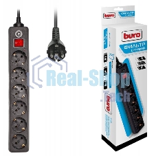 Сетевой фильтр Buro 600SH-3-B 3 м (6 розеток) черный (коробка)