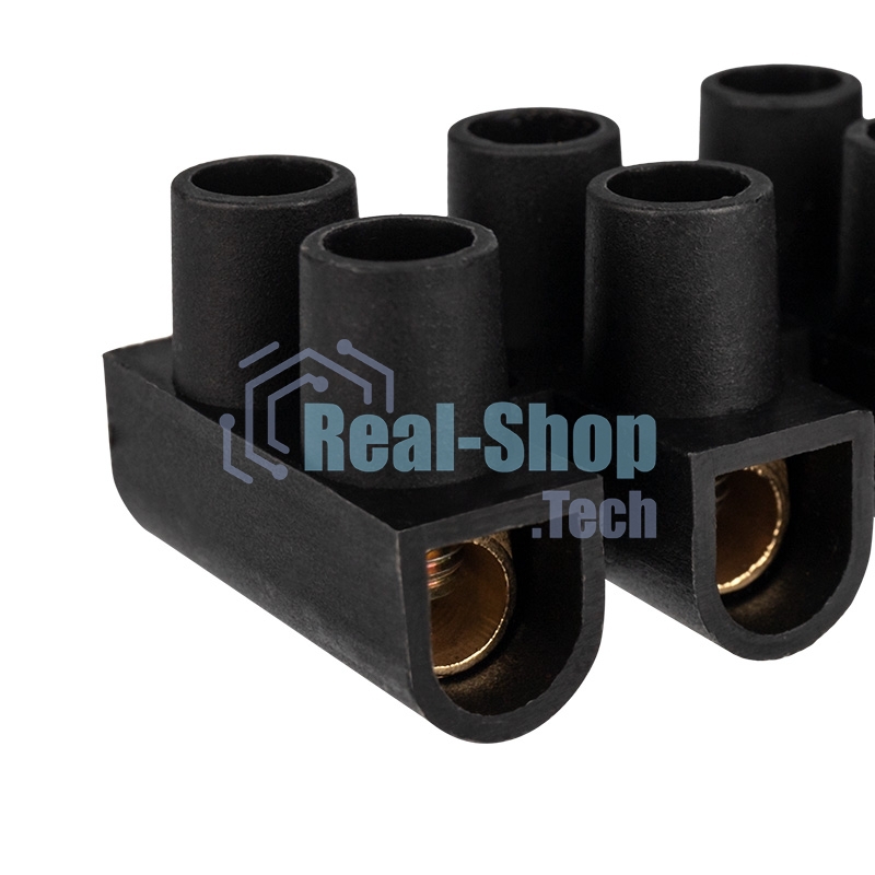 Клеммная колодка винтовая Rexant KВ-14 (6-14 мм²), ток 20 A, полипропилен черный, индивидуальная упаковка, 1 шт.