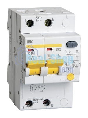 Выключатель автоматический дифференциального тока ИЭК 2п 16А/30мААД-12 MAD10-2-016-C-030 (5)