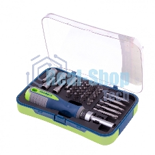 Отвертка реверсивная Сибртех с набором бит и торцевыми головками 35 шт., CrV