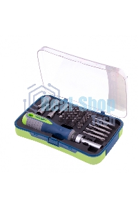 Отвертка реверсивная Сибртех с набором бит и торцевыми головками 35 шт., CrV