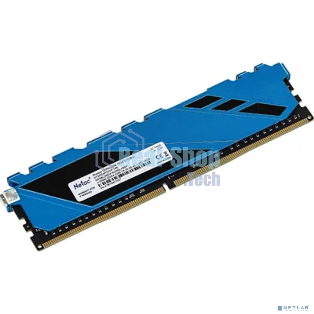 Оперативная память NETAC Shadow, DDR4, 16GB (1x16GB), 3200MHz, CL16, DIMM, с радиаторами, синий