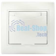 Розетка Intro Plano 1-203-06 с заземлением 2P+E Schuko с крышкой, 16А-250В, IP20, СУ, перламутр Розетка Intro Plano 1-203-06 с заземлением 2P+E Schuko с крышкой, 16А-250В, IP20, СУ, перламутр