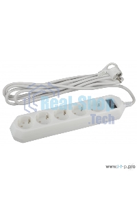 Сетевой фильтр ЭРА USF-5es-3m-W, 3 м, белый