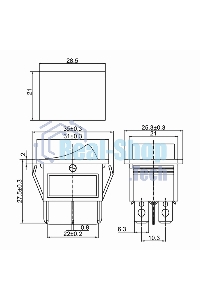 Выключатель клавишный Rexant 250V 15А (6с) ON-ON зеленый с подсветкой