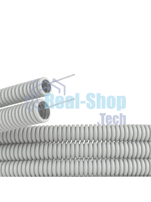 Труба гофрированная ПВХ d50 мм c протяж. сер. (уп. 15 м) ДКС