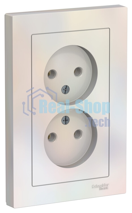 Розетка 2-м AtlasDesign без заземл. 16А в сборе жемчуг SchE ATN000420