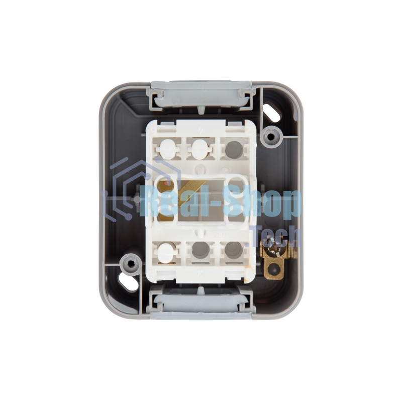 Переключатель проходной Mini OG IP54, о/у, серый Kranz