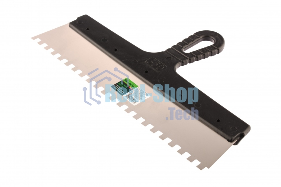 Шпатель из нержавеющей стали Сибртех 350 мм, зуб 8х8 мм, пластмассовая ручка