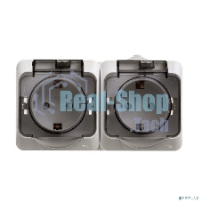 Розетка 2-м ОП Этюд с заземл. защ. шторки IP44 белый SchE PA16-244B